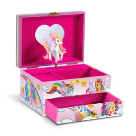 CRAZE Galupy Unicorn Schmuckkästchen Kinder mit Spieluhr, Schmuckschatulle Mädchen mit drehendem Einhorn, Schublade & Spiegel