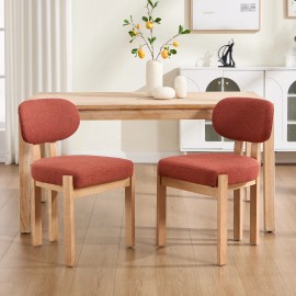 Stock Midcentury Modern Orange Chenile Fabric Dining Chairs Set 2 Solid Wood Frame Durable Ergonomic Back for Hotel Dining Roomscolor: Orange, size: W20.28''D21.06''H32.28''