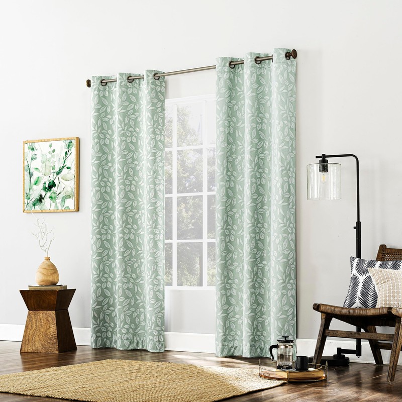 Sun Zero Satti Embroidered Leaf 100% Blackout Grommet Curtain Panel,