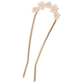 NOLITOY French Hair Pins, Pearl Hair Fork Sticks Metal U Shaped Hairpins for Women Girls Buns Hair Accessories