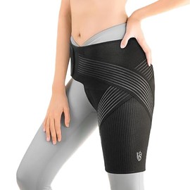 Hip Joint Supporter (1PCS, Left and Right Use) Compression Hip Brace Buttocks Hip Joint Fixation [VITAL SALVEO Vital Salveo] 2-Step Adjustment with Band and Belt Graphene & Bamboo Charcoal Blended