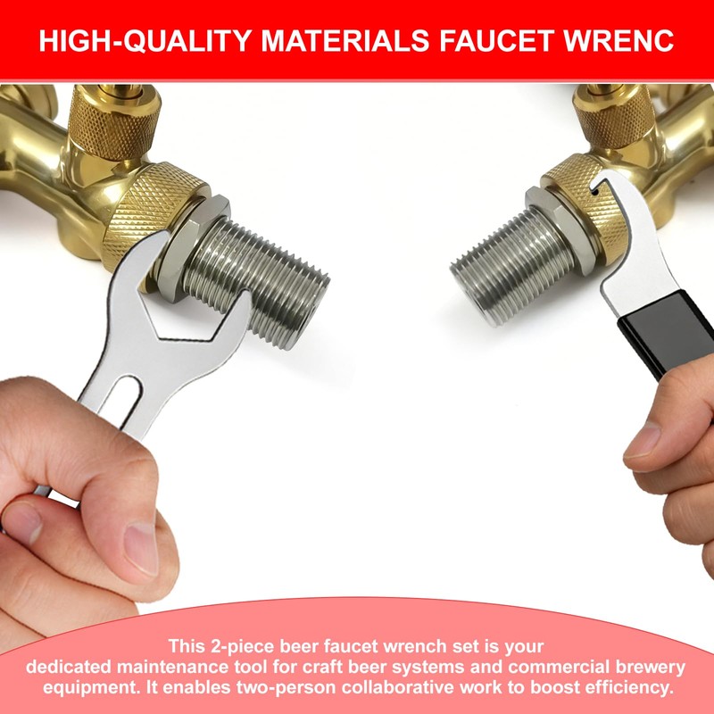 2-Piece Beer Faucet Wrench Set, Beer Tap Wrench Tool, Dual-Head