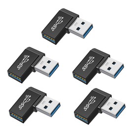 USB 3.1 Gen2 Adapter, L Shape (5 Pack) Suptopwxm USB A to A Male Female Adapter (Type A Male to Type A Female) Ultra Fast 10Gbps Data Transfer Sync USB Extension Adapter