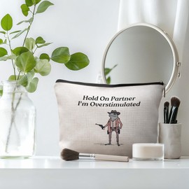 DOFQZ Western Frog Makeup Bag, Funny Cowboy Frog Cosmetic Bags for Women, Animal Lovers Gifts, Humorous Western Makeup Zipper Pouch