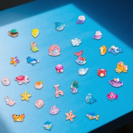 Wqafe 100pcs Mini Resin Animals, 31 Styles Tiny Sea Animals Figurines, Resin Ocean Animal, Marine Plastic Aquarium Ornaments for DIY Fish Tank Potted Micro Fairy Garden Dollhouse Decor