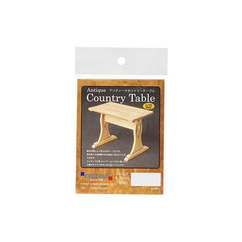 コバアニ模型工房 1/12 アンティークカントリーテーブル 木製組立キット WF-025