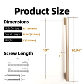 KOMOTIA 6 Pack Champagne Bronze Cabinet Pulls 10 Inch Hole Centers Kitchen Cabinet Handles Silver Drawer Pulls Cabinet Hardware