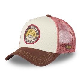 Von Dutch Men's & Women's Adjustable Surf Trucker Cap, Beige/Brown/Red, One Size