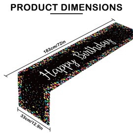 Colourful Happy Birthday Table Runner - Birthday Decoration with Durable Linen and Vibrant Colours