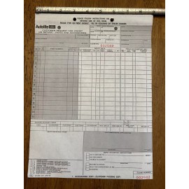 Ford 1969 Ford Autolite Parts & Accessories Return Invoice. Unused Original AF-340