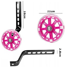 1 Pair Bike Training Wheels with Durable Material, Portable Kids Bike Stabilisers, Mute Flash Bicycle Wheels, Adjustable Training Wheels, Suitable for Kids Bike Beginners（Pink) (PINK)