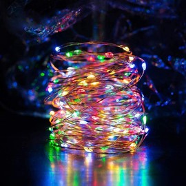 DOSYU 20M Cadena Luces Led Solares, 2 Pack 33FT 100 LED Guirnalda Navideñas Decorativas Cadena de Tira LED con 8 Modes de Iluminación Impermeable ,para Jardín, Patio, Hogar,Fiesta de Navidad(WRGB)