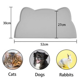 Napfunterlage Katzen Hund, 52x30 cm Silikon wasserdichte Futterunterlage rutschfeste Futternäpfe Wassernapf Katzenmatte (Dunkel Grau)