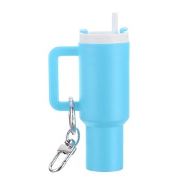 PATIKIL Mini Cup Keychain, Lip Balm Holder Mini Tumbler Key Chain Cute Decor Keychain Charm for Backpack Handbag Purse, Sky Blue