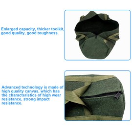 MOVKZACV Tool Bag, Multi-function Tool Storage Handbag, Sturdy Bottom, Zip-Top Wide Mouth Thicker Canvas Work Bag for Cars, Drill, Garden, and Electrician(size:round 35 * 13cm)