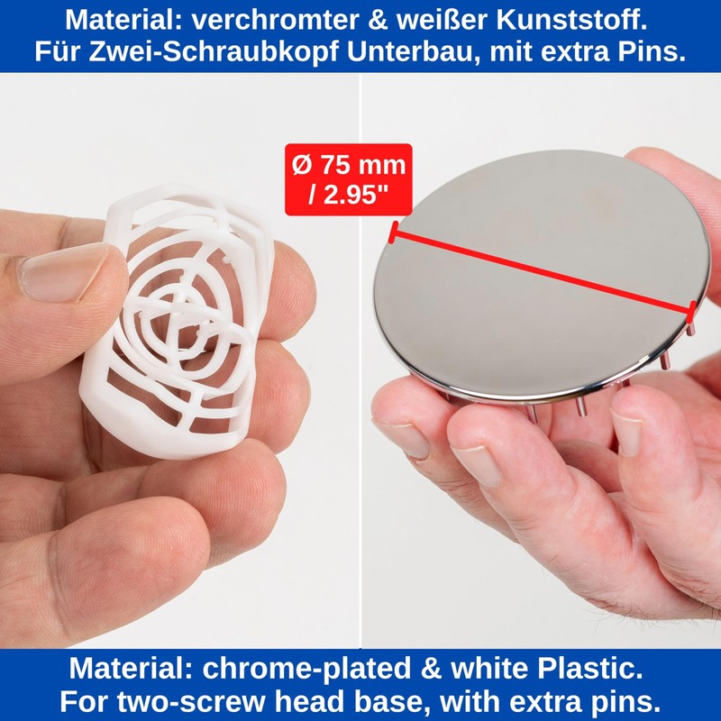 Shower Drain Lid Set with Hair Catcher, Diameter 75 mm,