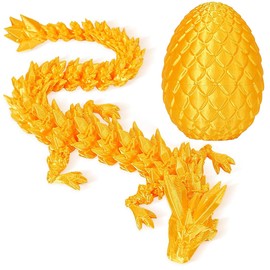 phxdance 3D Gedrucktes Drachenei, Drachenei mit Drache, Geheimnisvolle Drachen Spielzeug, Beweglicher Drache, Drachen Spielzeug für Easter Dekoration (Laser Gold)