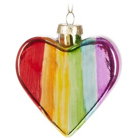 BRUBAKER Rainbow Heart - Hand-Painted Glass Christmas Bauble - 8 cm Tree Ball Rainbow Heart - Mouth-Blown Christmas Tree Decoration - Decorative Figures Christmas - Christmas Decoration Pendant -