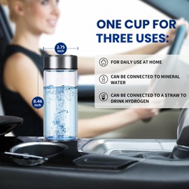 Aojudic 3 in 1 Hydrogen Water Bottle - Home Daily Use with Borosilicate Glass & Sealed Design. Connect to Distilled Water or Mineral Water.Birthday, Christmas Gifts for Husband, Wife, Family