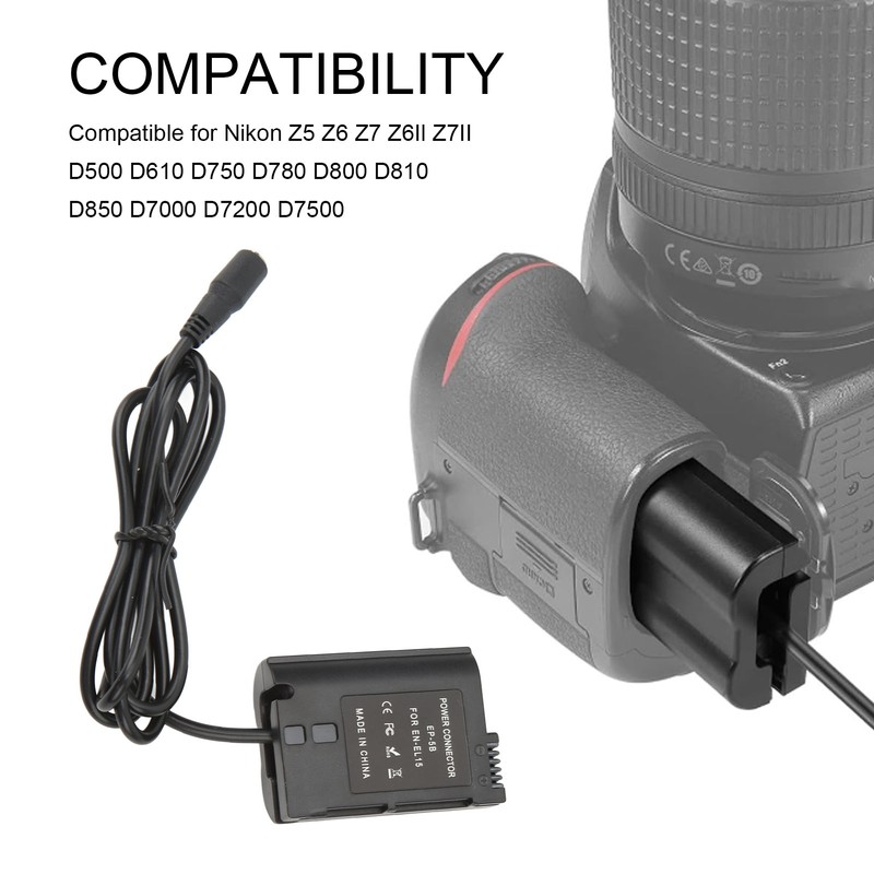 EP 5B DC Coupler Dummy Battery EN EL15 for Nikon