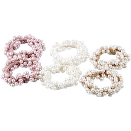 6 Packs Pearl Hair Ties Elastic Scrunchies Stretchy Bands Bead Ropes Hair Accessories for Women Girls Ponytail Thick Hair (Style1, One Size)
