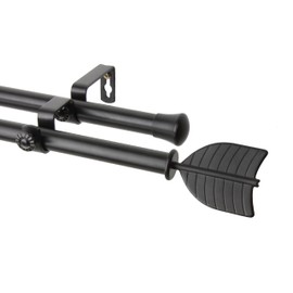Rod Desyne Feather Double Window Curtain Rod Set, 48 to 84-Inch, Black