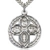 Heartland Store Men's Sterling Silver Circular 4 Way Cross Pendant