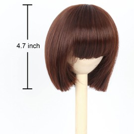 miss u hair 8-9 Inch 1/3 BJD Doll Wig MSD DOD Pullip Dollfie Doll Wig DIY Handmade Accessories (BOB Dark Brown, 1/3)