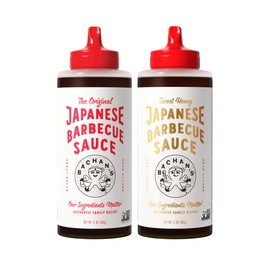 Bachan's Japanese Barbecue Sauce 2 Pack - 1 Original, 1 Sweet Honey - BBQ Sauce for Wings, Chicken, Beef, Pork, Seafood, Noodles, and More. Non GMO, No Preservatives, BPA free