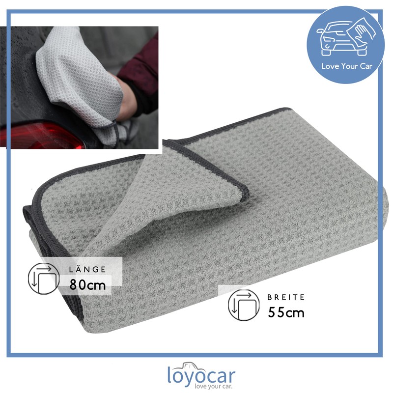 LOYOCAR 1 x Soft Car Drying Cloth Waffle Structure 55