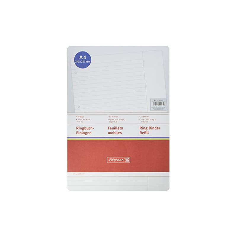 BRUNNEN A4 Ring Binder Loose Leaf Refill Pad 25 Lines