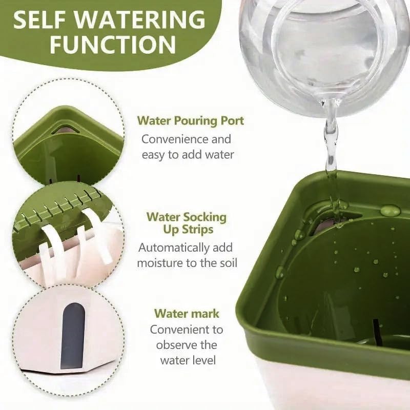 AIMALL Self-Watering Balcony Vegetable Pot for Growing Cilantro, Onions, Herbs,