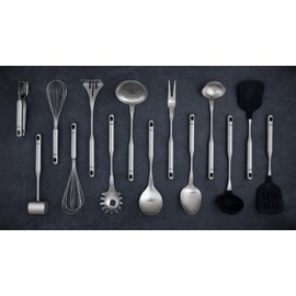 Fissler Essential/Stainless Steel Spaghetti Server (34cm) Large Pasta Spoon Pasta Ladle with Hanging Loop Dishwasher Safe