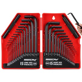 SEDY 32-Piece Hex Key Wrench Set, Metric and SAE Allen Wrenches (0.028-3/8 inch, 0.7-10 mm) L Shape Allen Keys, Chrome Vanadium Steelwith 2x Extension Handle