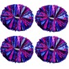 4 Pcs Cheerleading Pom Poms with Baton Handle, Metallic Cheerleader