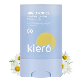 KIERO Protector Solar en Barra SPF 50, Bloqueador en barra ligero con camomila, vitamina E y madecassoside, sunscreen coreano portátil con acabado mat