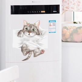 Cartoon Cute Cat Toilet Cover Sticker Decals,Animal Cats Flower Leaf Waterproof Toilet Lid Tank Seat Decals Cistern Self-Adhesive Bathroom Wall Sticker