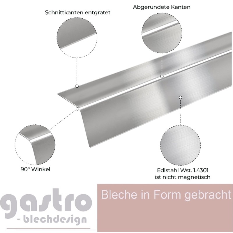 gastro-blechdesign Stainless Steel Angle Edge Protection Profile 30 x 20