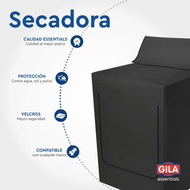 GILA Funda para Secadora de Carga Frontal (Protector Impermeable color Negro GILA Essentials)