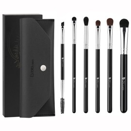 DUcare 0603 Eye Shadow Brush, Set of 6, Eye Makeup, Dedicated Brush, Natural Horse Hair, Makeup Brush, Ultra Soft, High Quality Makeup Brush, Attractive Eyes, Makeup Tools, PU Storage Pouch Included