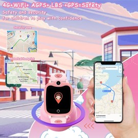 Ruopoem 4G Kids Smart Watch Phone Video Call, Smart Watch for Kids with GPS Tracker SOS IP68 Waterproof Games School Mode Camera Alarm Clock, Kids Watch Birthday Toy Gifts for Girls Boys