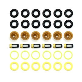 HiSport Kits de servicio de reconstrucción de inyector de combustible para motores EV1 universales anillos tóricos de inyector, espaciadores de inyector, tapas de retención de inyector, filtros de microcesta de inyector, 6 unidades por paquete
