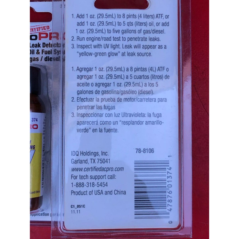 Interdynamics (2) ENGINE OIL TRANSMISSION & FUEL SYSTEMS UV DYE