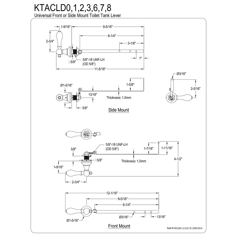 Kingston Brass KTACLD2 American Classic Universal Front or Side Mount