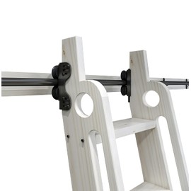 DIYHD 4FT Stand Up Black Rolling Library Hardware,Telescope Sliding Ladder Track Kit(No Ladder)