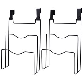 Alipis 2-Tier Kitchen Cabinet Door Hanging Storage Rack for Pot Lids and Cutting Boards No-Drill Black Metal Organizer 12X8 Inch for Space-Saving Kitchen Organization