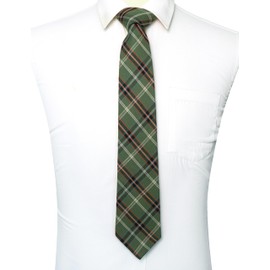 RBOCOTT 3.15“ Olive Green Cotton Tie Wool Plaid Striped Business Wedding Necktie for Men(8cm-8)