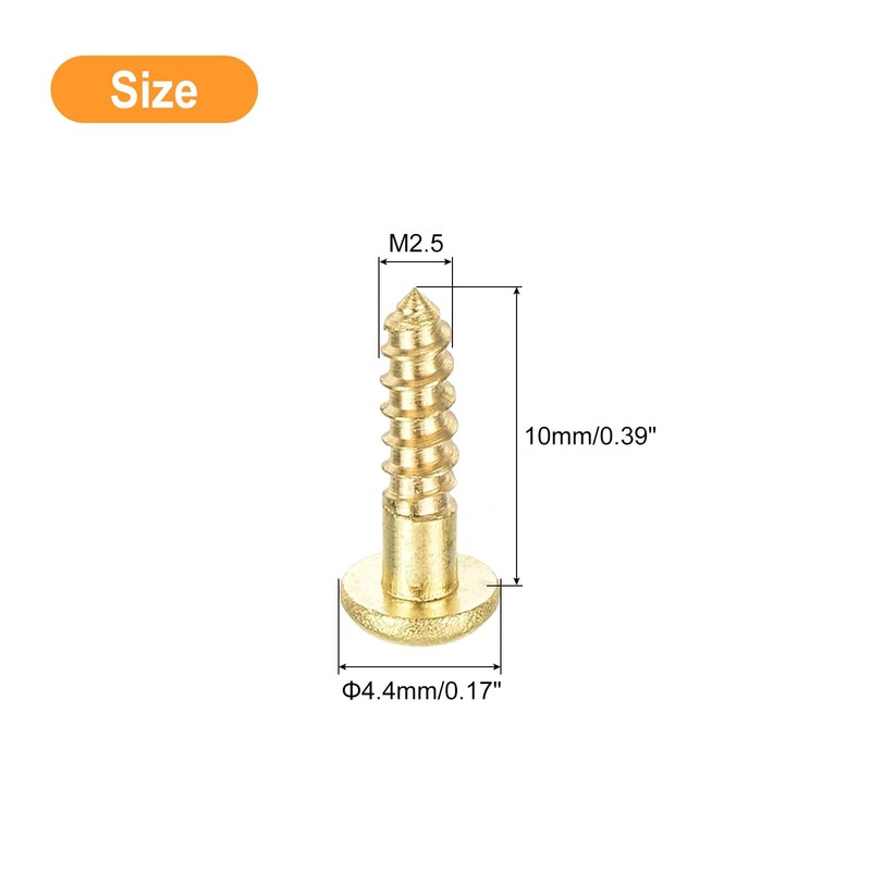 sourcing map Wood Screws M2.5 x 10mm Slotted Round Head
