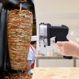 Electric Auto Shawarma Gyro Doner Kebab Slicer Cutter 2 Blades US Plug 80W, 420 and 304 Stainless Steel Gyros Machine Meat Cutter