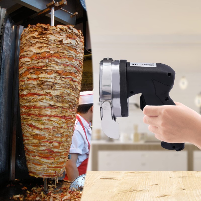 Electric Auto Shawarma Gyro Doner Kebab Slicer Cutter 2 Blades